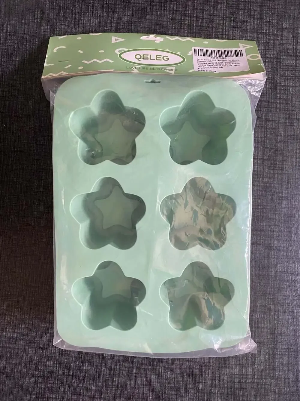 QELEG Silicone Mini Cake Mold, 3D Silicone Mousse Cake Baking Mold Mint Green, 6